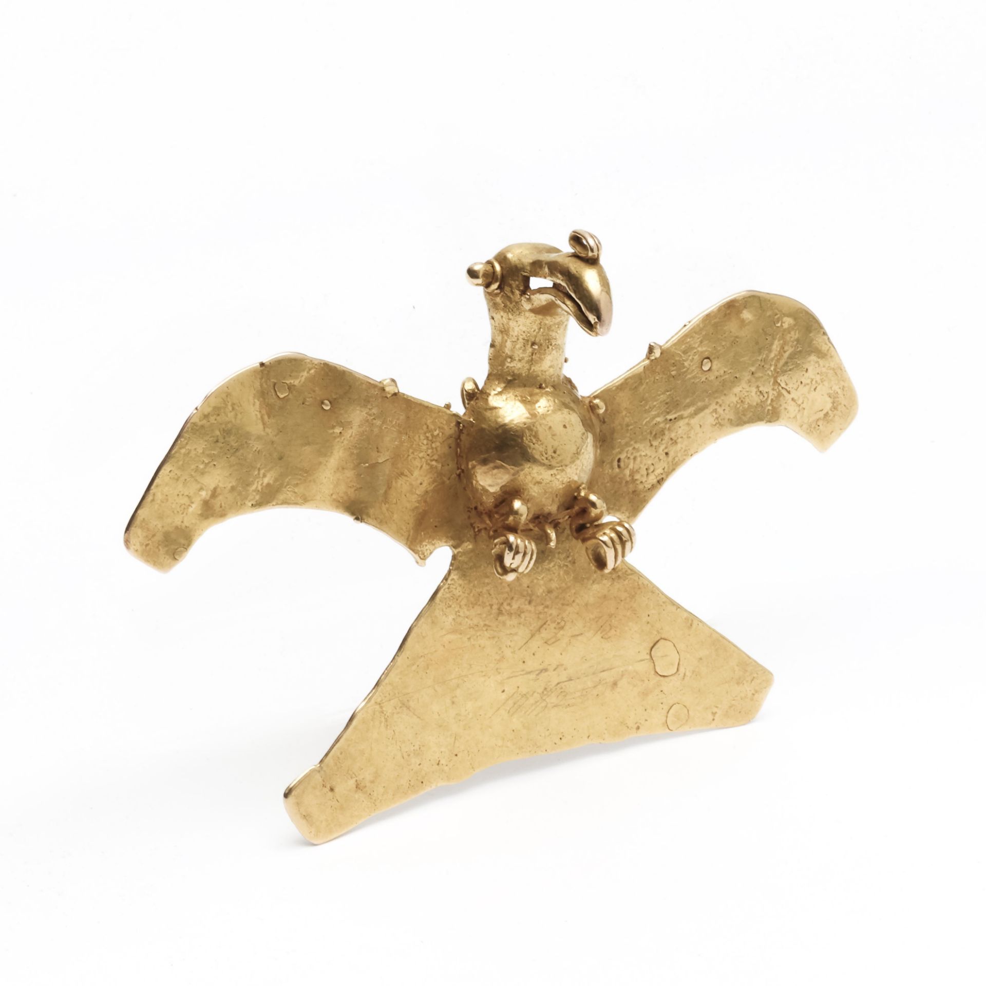 Panama, Veraguas, 14- kt gold pendant in the form of large winged bird, possibly 1200-1600 AD - Bild 4 aus 4