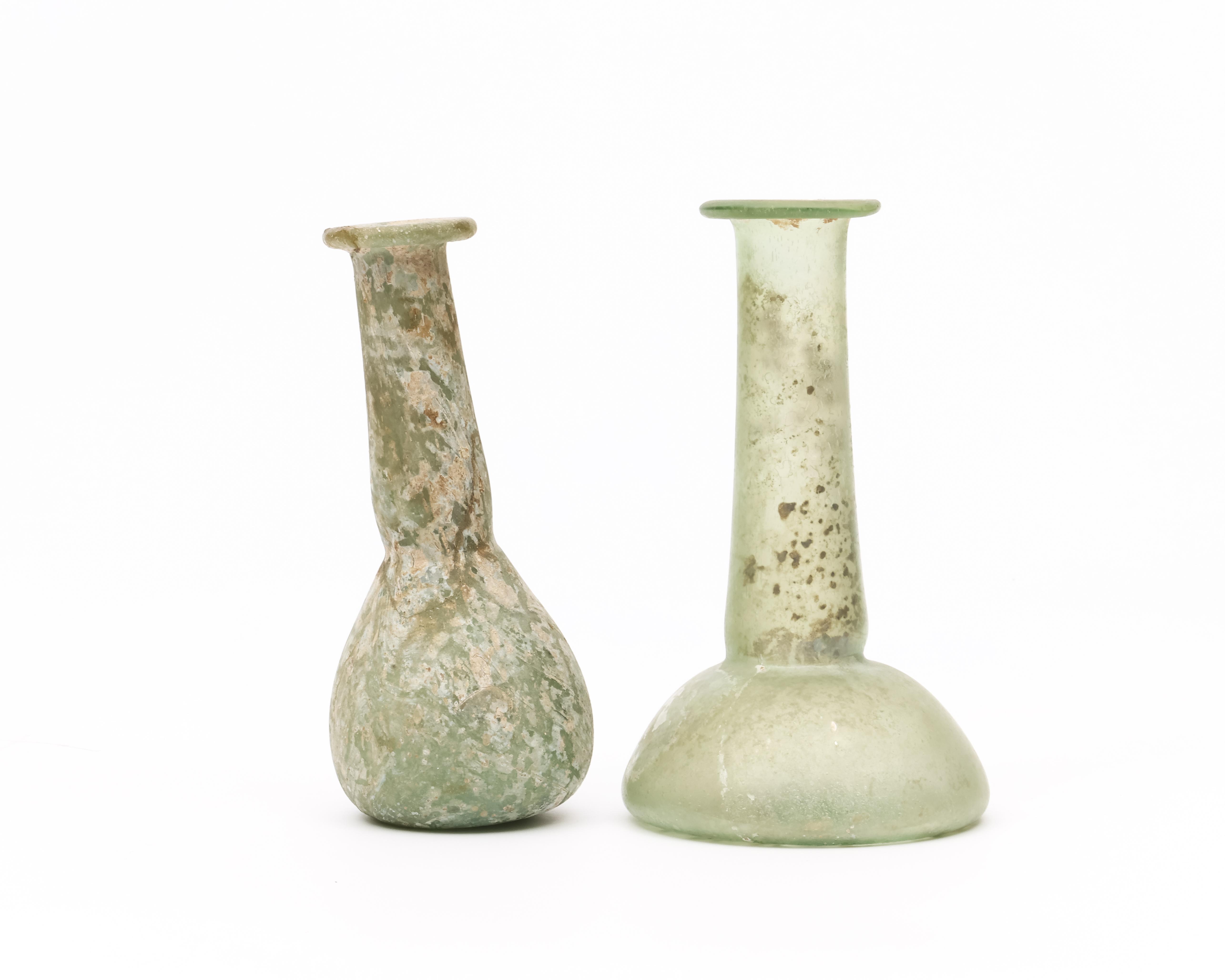 Two Roman glass flasks, 3rd century - Image 4 of 4