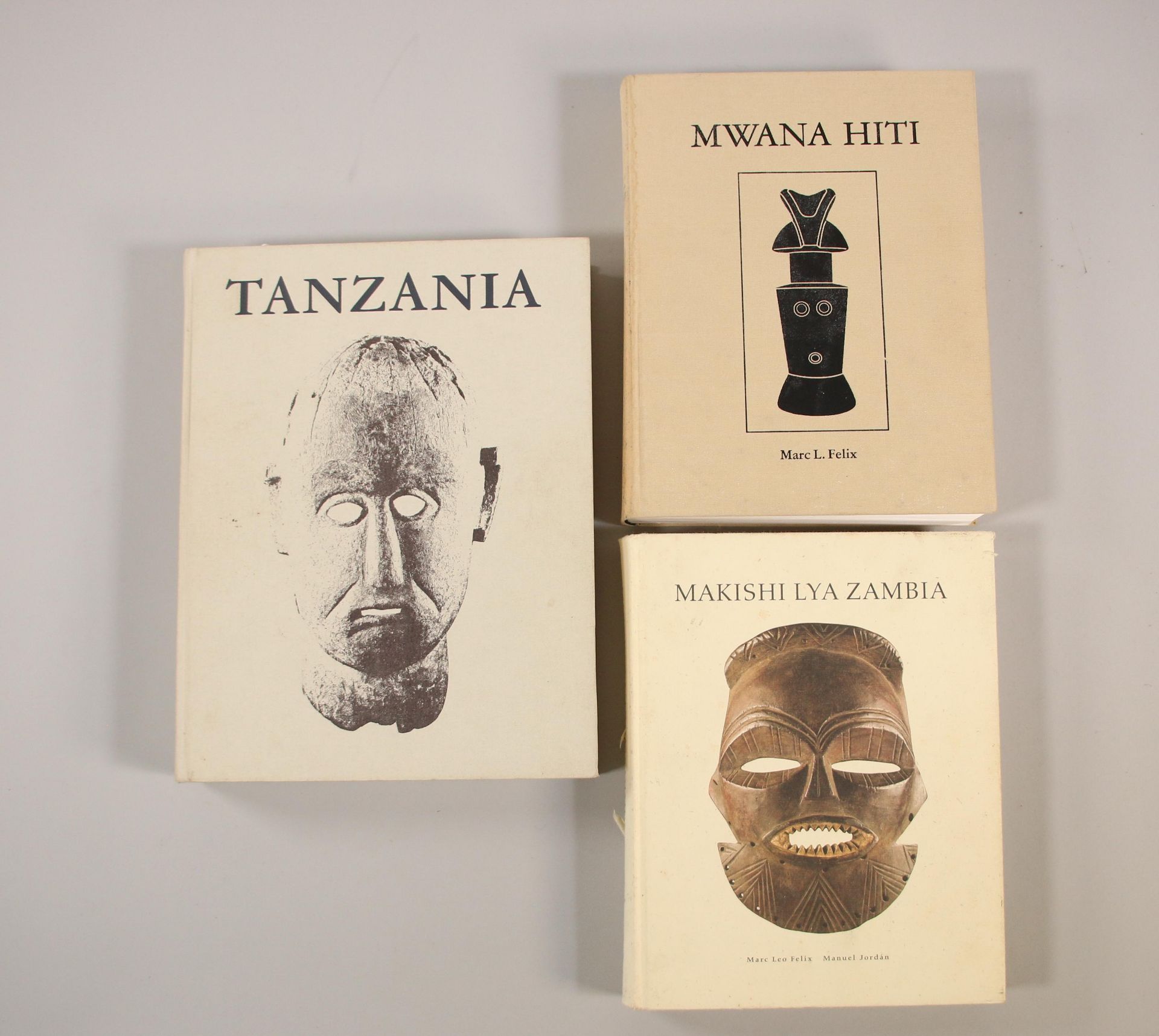 Three books concerning African tribal art. Written or co-written by Felix, Marc. Tanzania, Mwana Hit