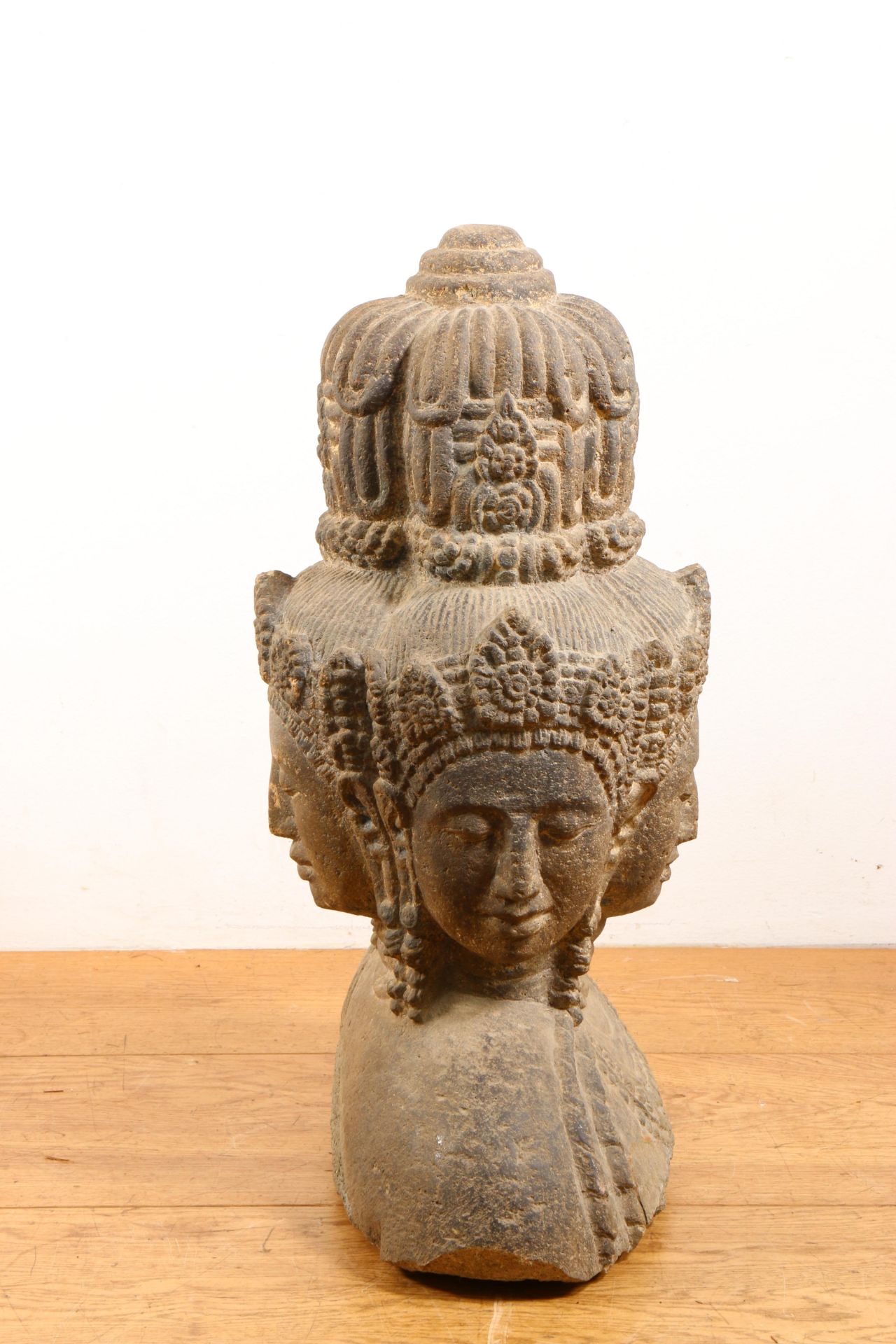 India, a carved stone statue of a four faced Brahma, 20th century - Image 4 of 6