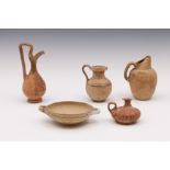 A collection of five terracotta objects, ca. 5th century BC and later;