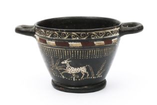 Gnathia pottery skyphos, ca. 4th century BC,