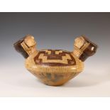 Peru, Shipibo, large terracotta figure pot with