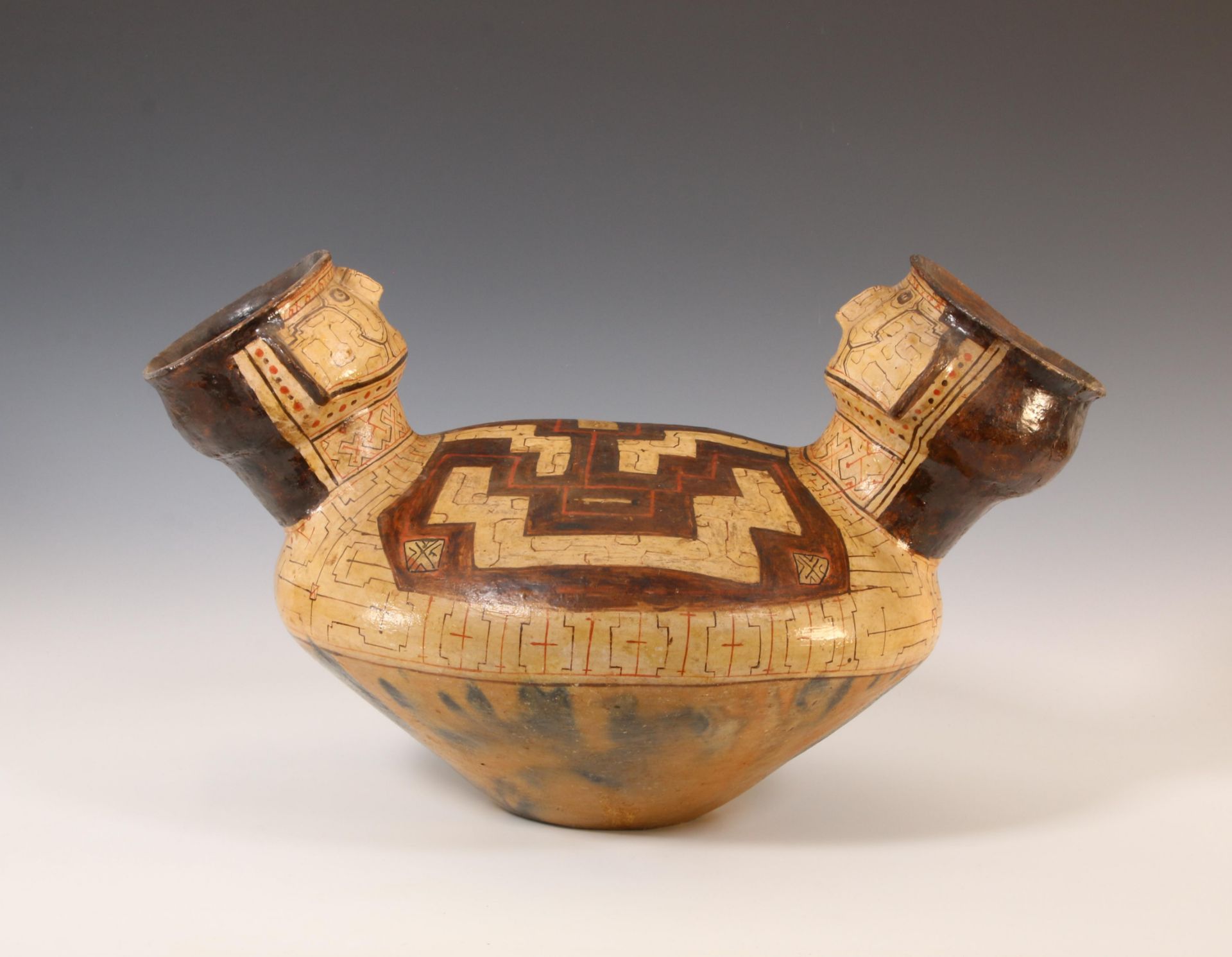 Peru, Shipibo, large terracotta figure pot with