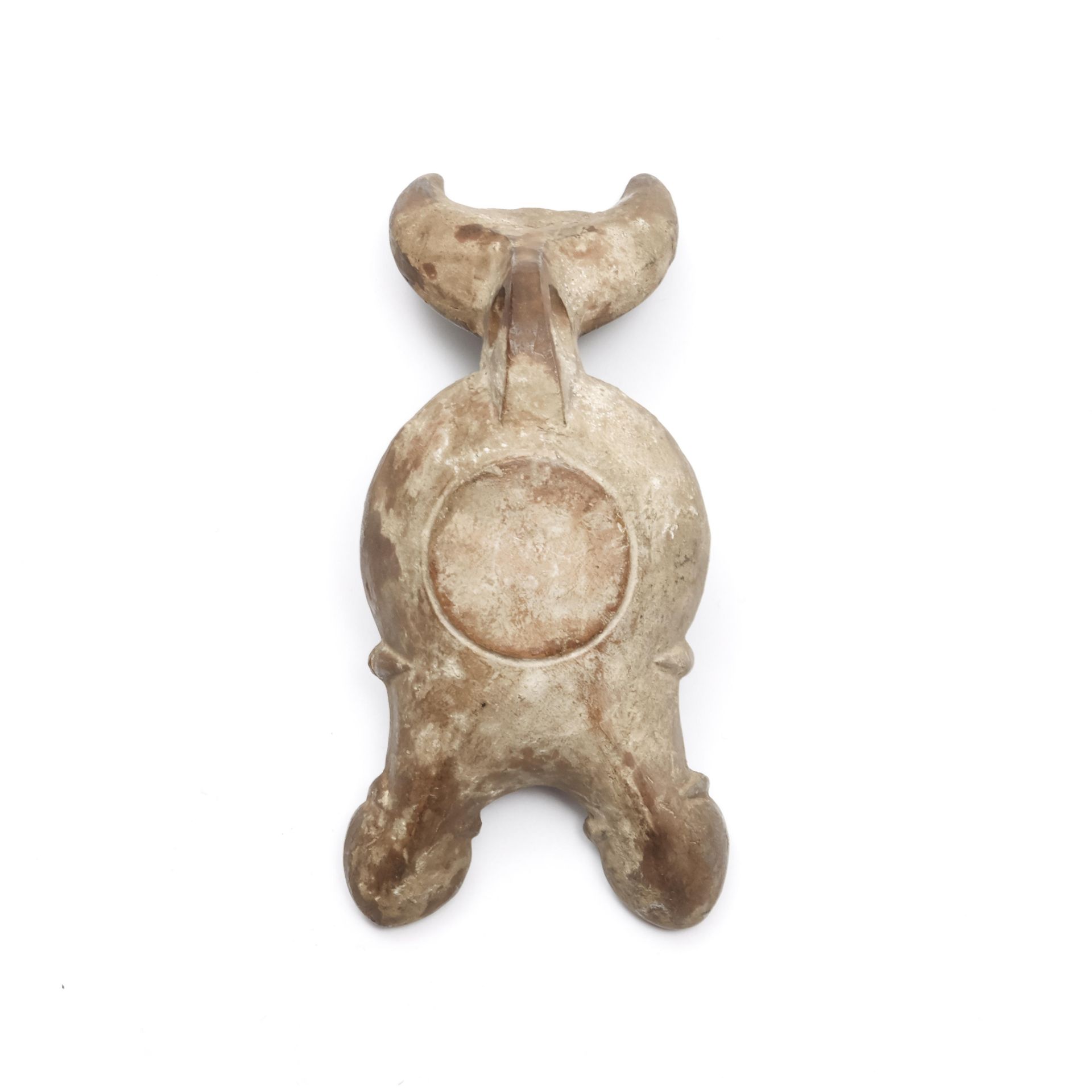 A Roman terracotta oil lamp with double sprout ca. 1st century AD., - Image 2 of 3