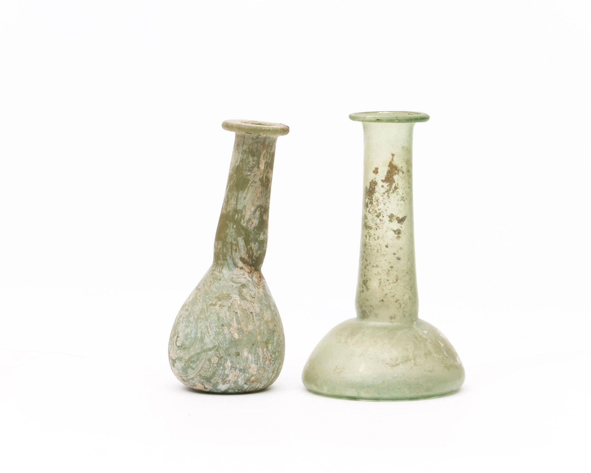 Two Roman glass flasks, 3rd century