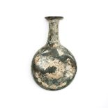 Roman a flat round glass pafum bottle, 3rd century