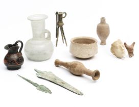 A collection of various Archological objects;