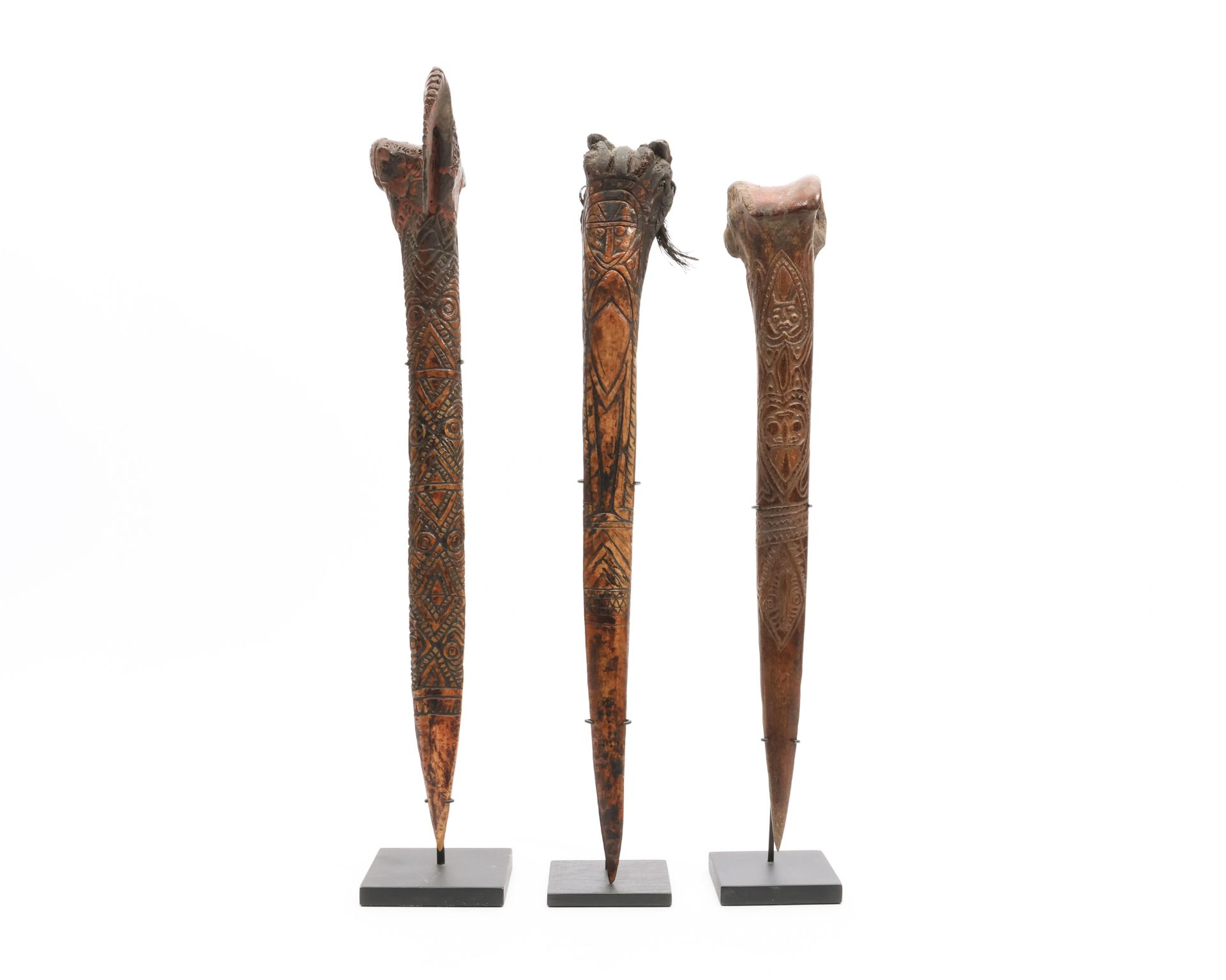 P. N. Guinea, three north coast bone ceremonial daggers. - Image 4 of 4