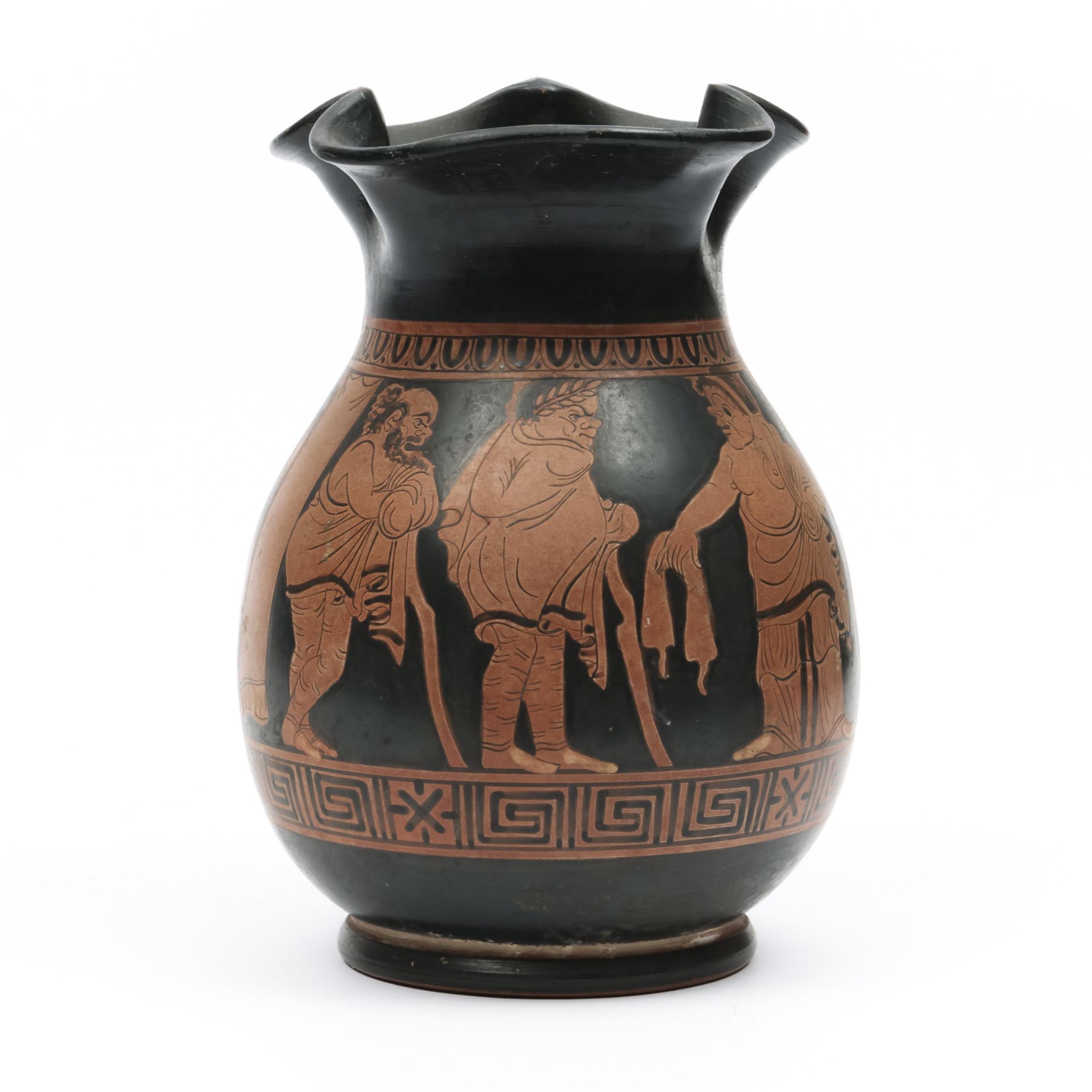 South Italy, a terracotta red-figure vase, oenocheo, in the style of the 4th century BC,