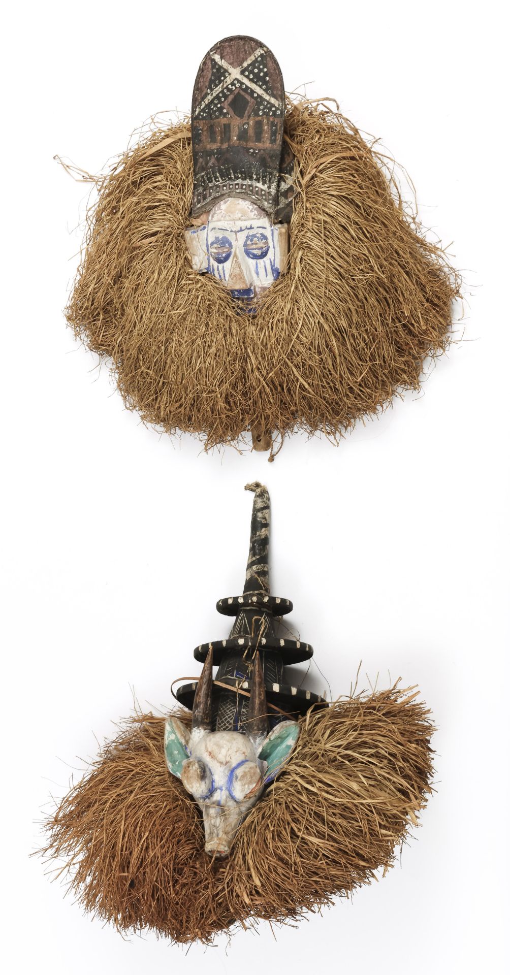 D.R. Congo, Yaka, two initiation masks;