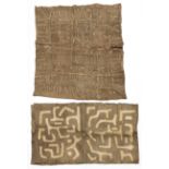 D.R. Congo, Kuba, a collection of four woven raffia cloths; herewith a Shoowa cut pile raffia cloth.