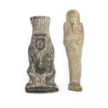 Egypt, terracotta Bes en Ushabti, Late Period;