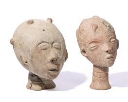 Ghana, Akan, two terracotta grave heads,