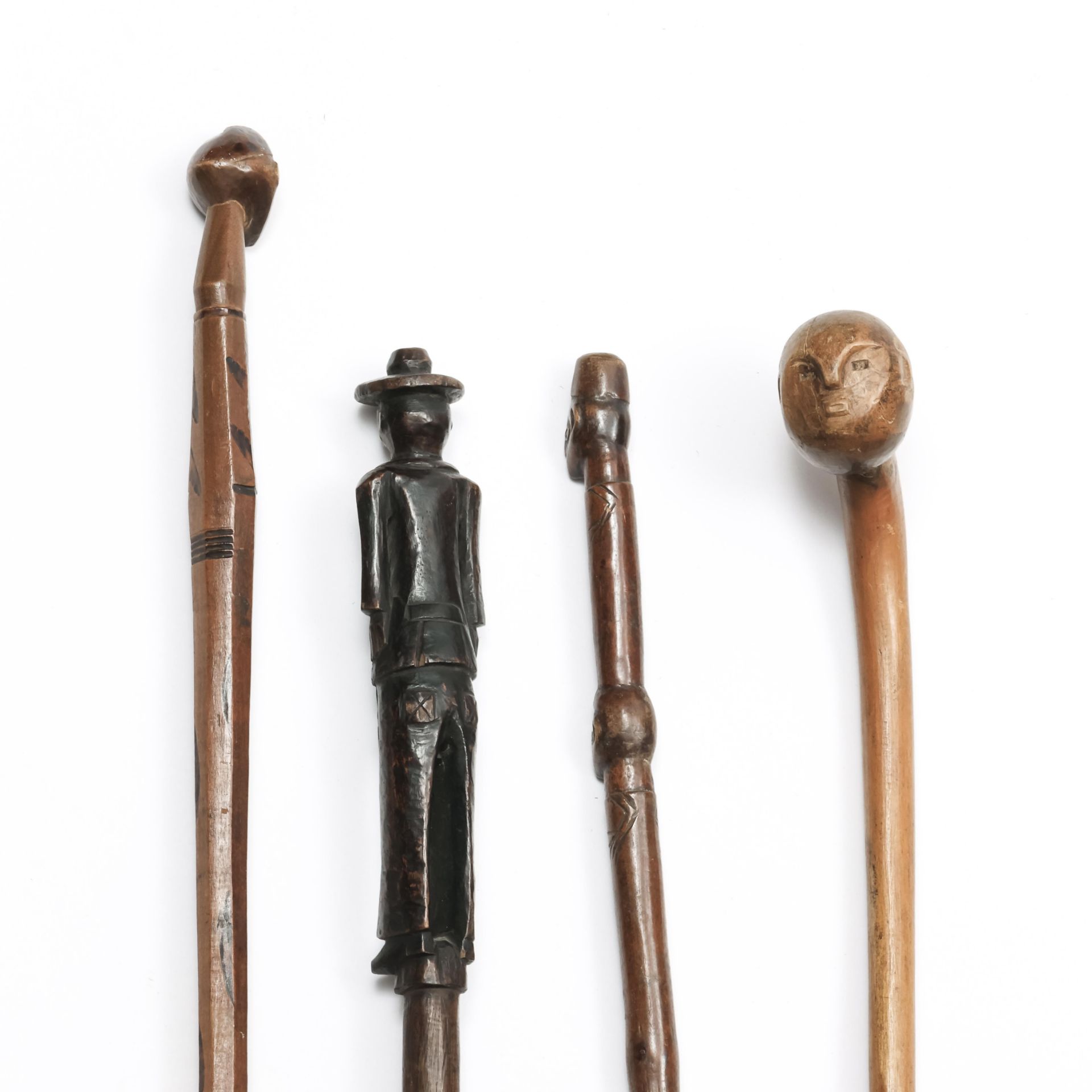 D.R. Congo, Tabwa, a wooden staff and two West African staffs and a Mongo club; - Bild 2 aus 3
