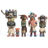 Arizona, Hopi, a collection of five katsina dolls.