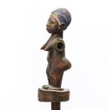 Yoruba, a marionet figure, a three headed Gelede mask and a small Ifa oracle bowl