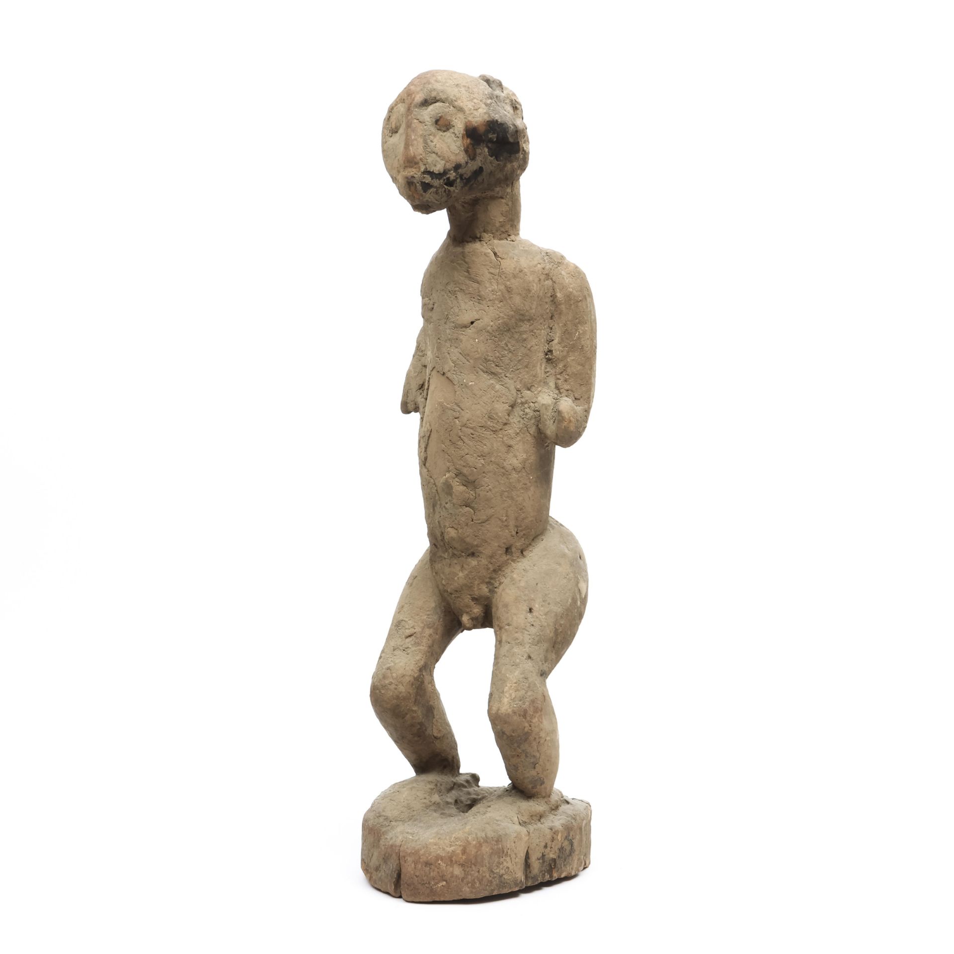 West Africa, zoomorphic-anthropomorphic standing ritual figure.