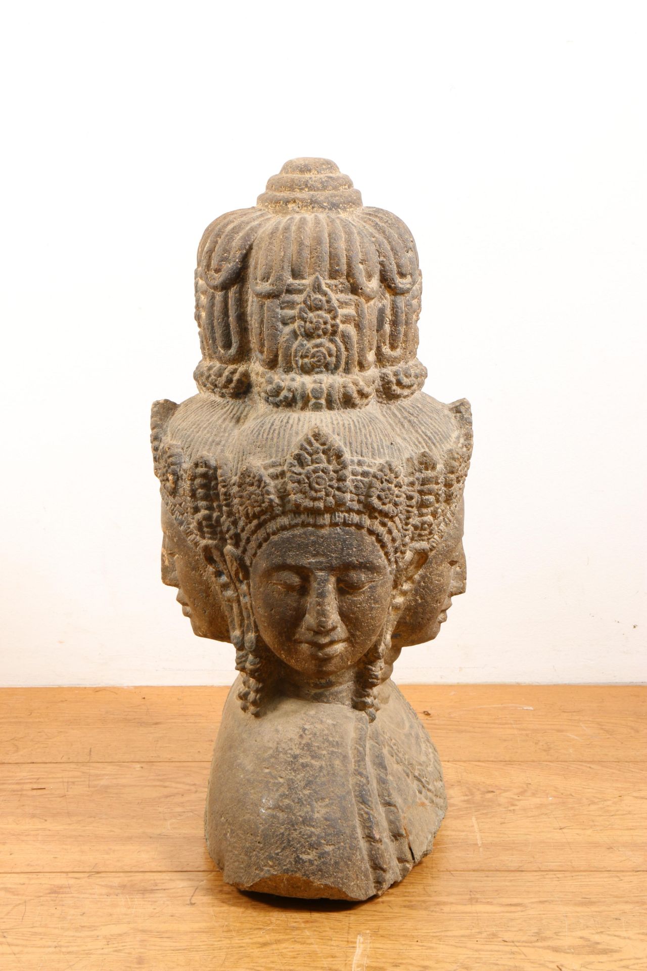 India, a carved stone statue of a four faced Brahma, 20th century - Image 2 of 6