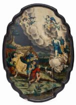 Ameland, polychroom geschilderd tafelblad, 18e eeuw;