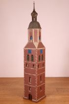 Houten maquette van kerktoren, gedateerd 1955;