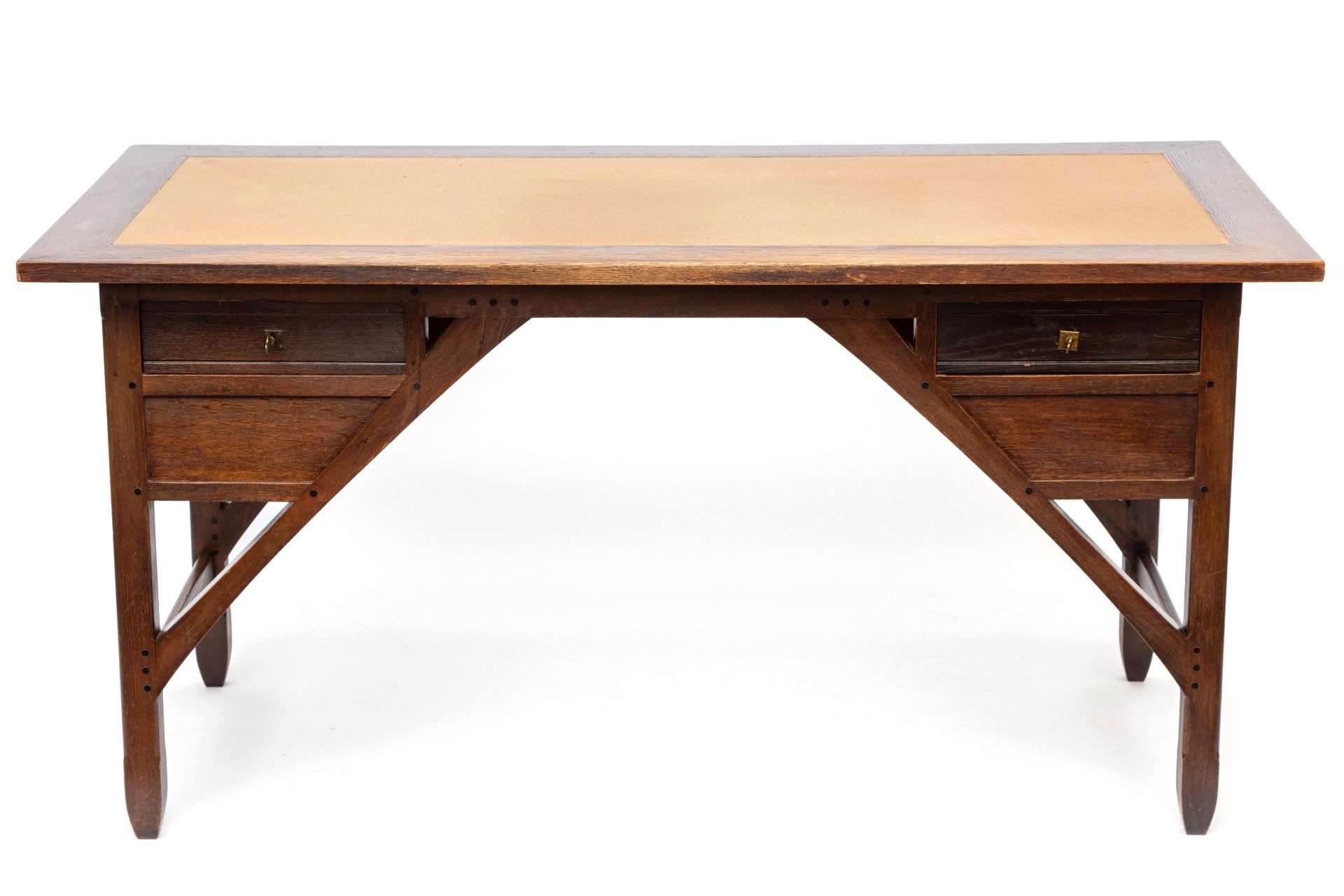 Jacques van den Bosch (1868-1948) voor 't Binnenhuis, Amsterdam, eikenhouten bureau, ca. 1910, - Bild 6 aus 8