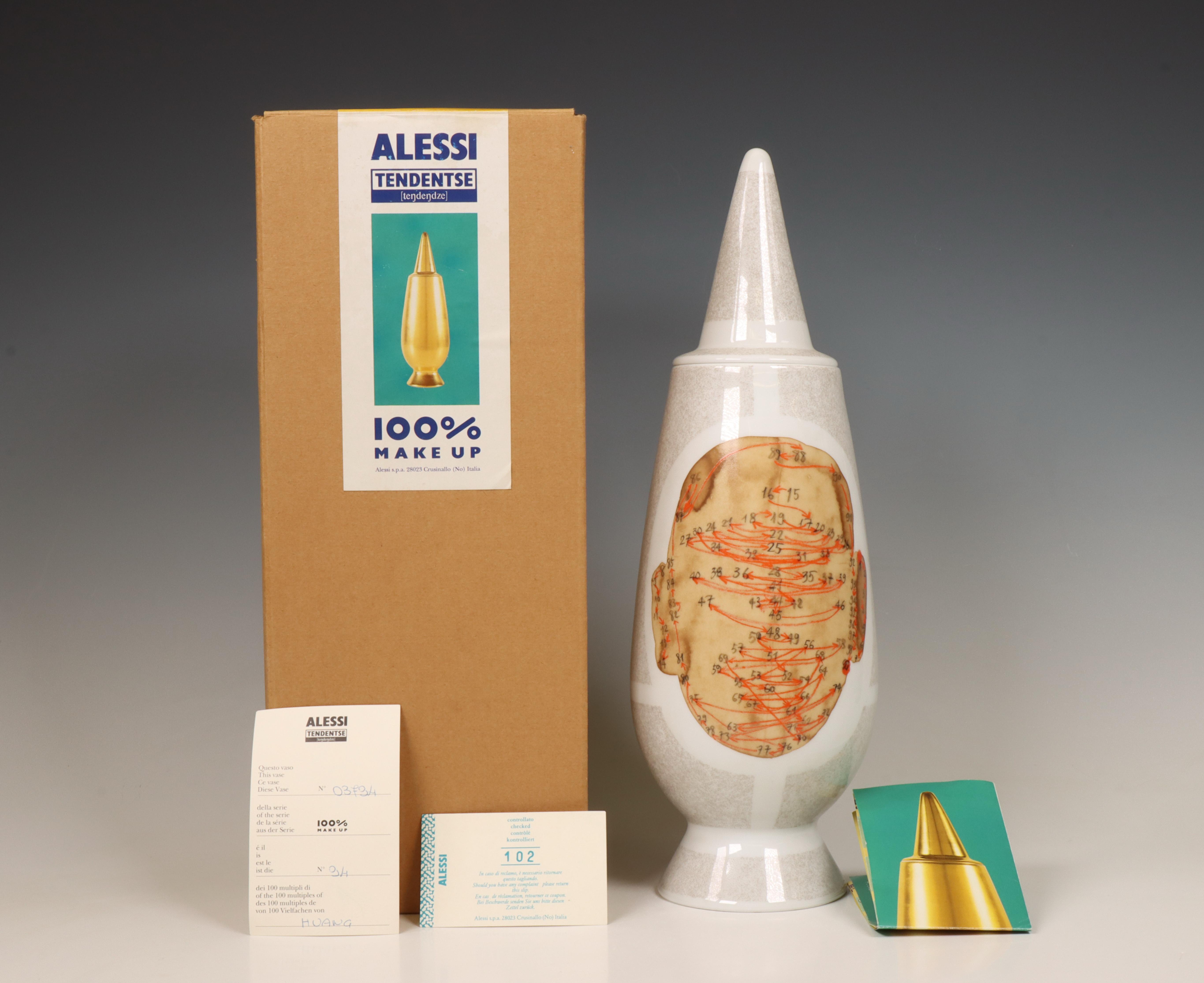 Alessandro Mendini en Yong Ping Huang, porseleinen 100 % Make Up dekselvaas voor Alessi, 1992; - Image 4 of 4