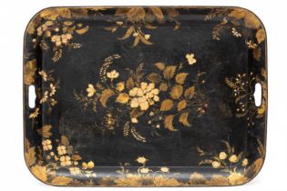 Tôle peint dienblad met florale Chinoiserie decoratie, 19e eeuw;
