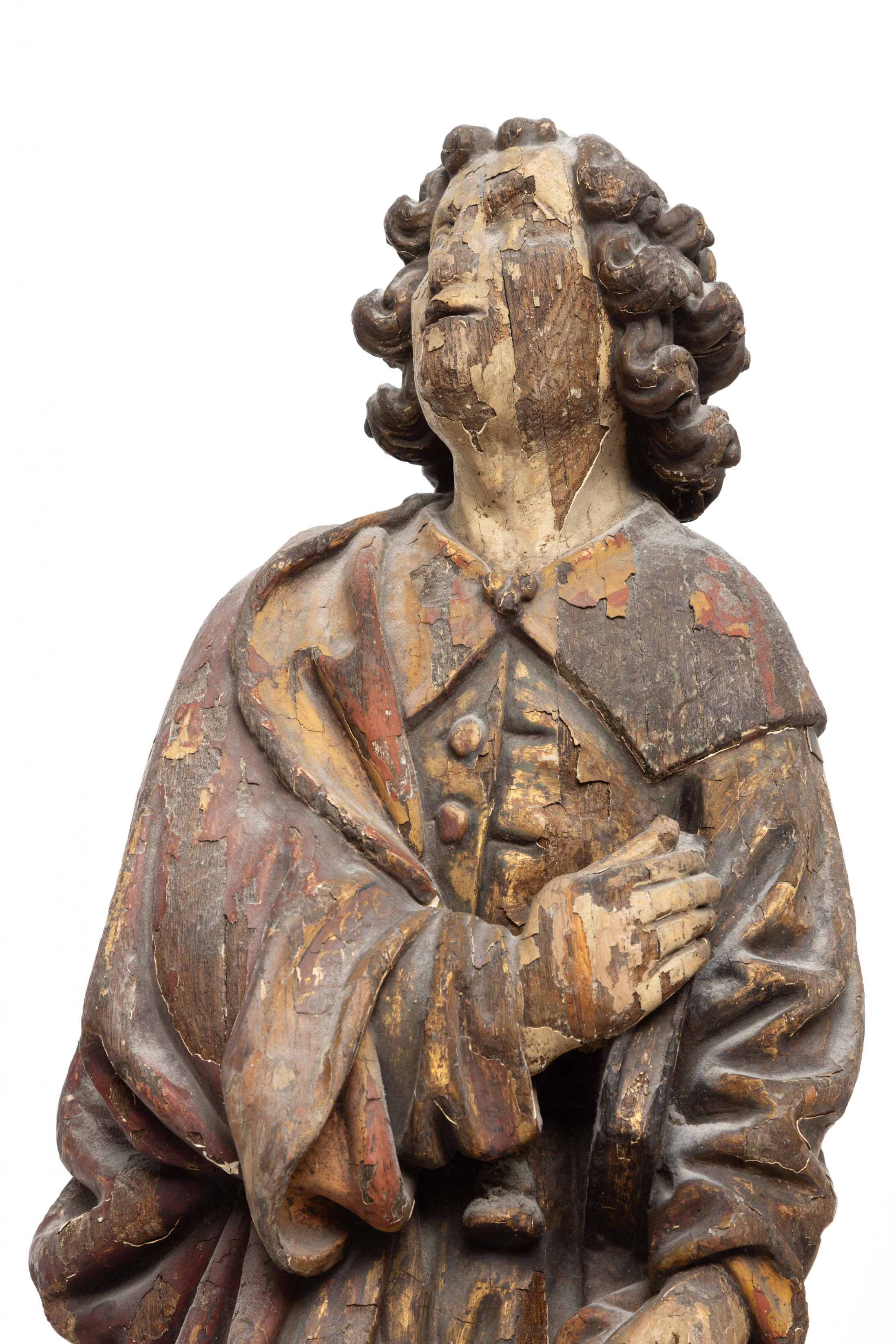 Zuidelijke Nederlanden, twee gestoken houten heiligen beelden uit kruisigingsgroep, eerste helft 16e - Image 2 of 4
