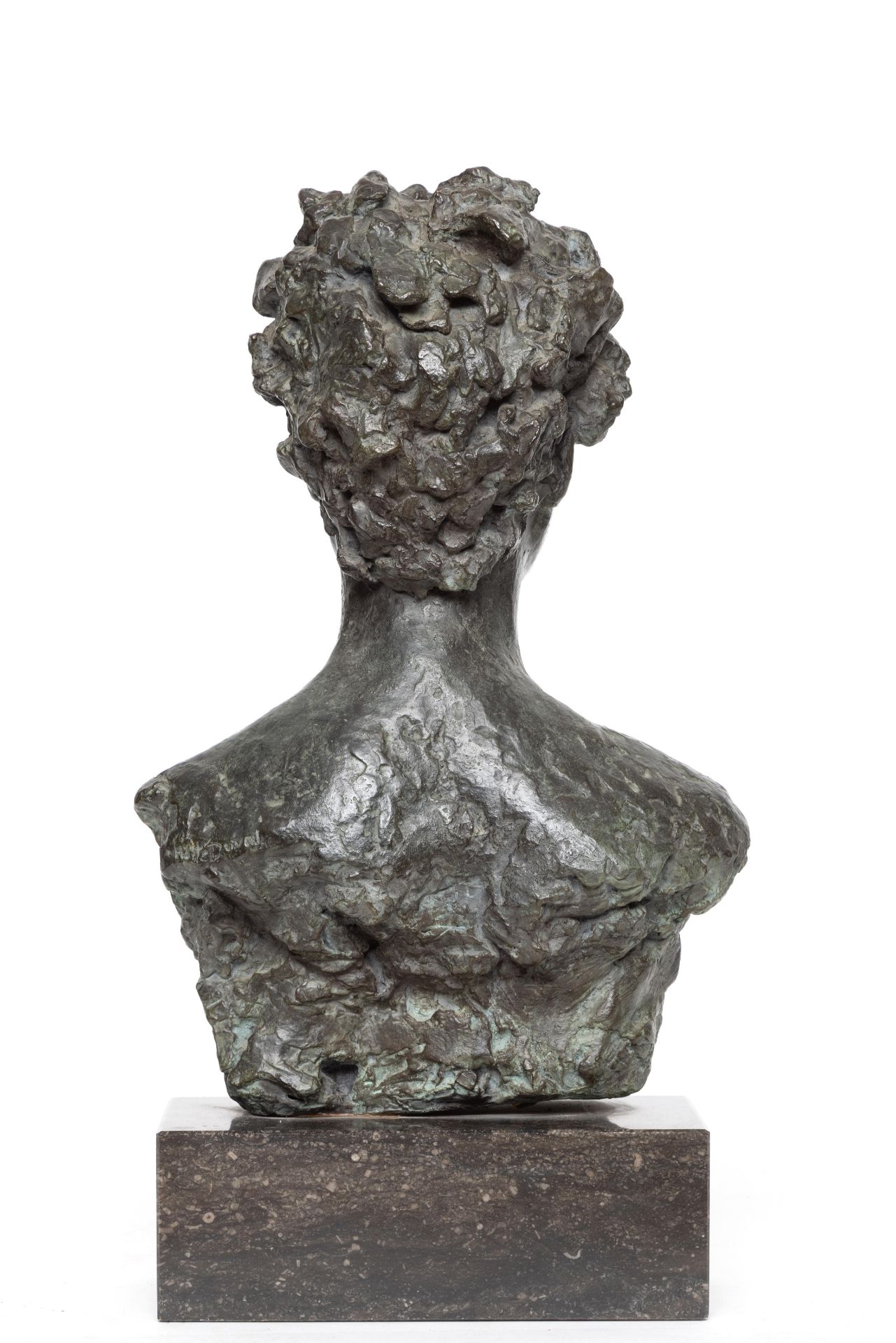 Maita Duval (geb. 1944), groen gepatineerde bronzen buste, 'jongeman', ca. 1980; - Image 2 of 2