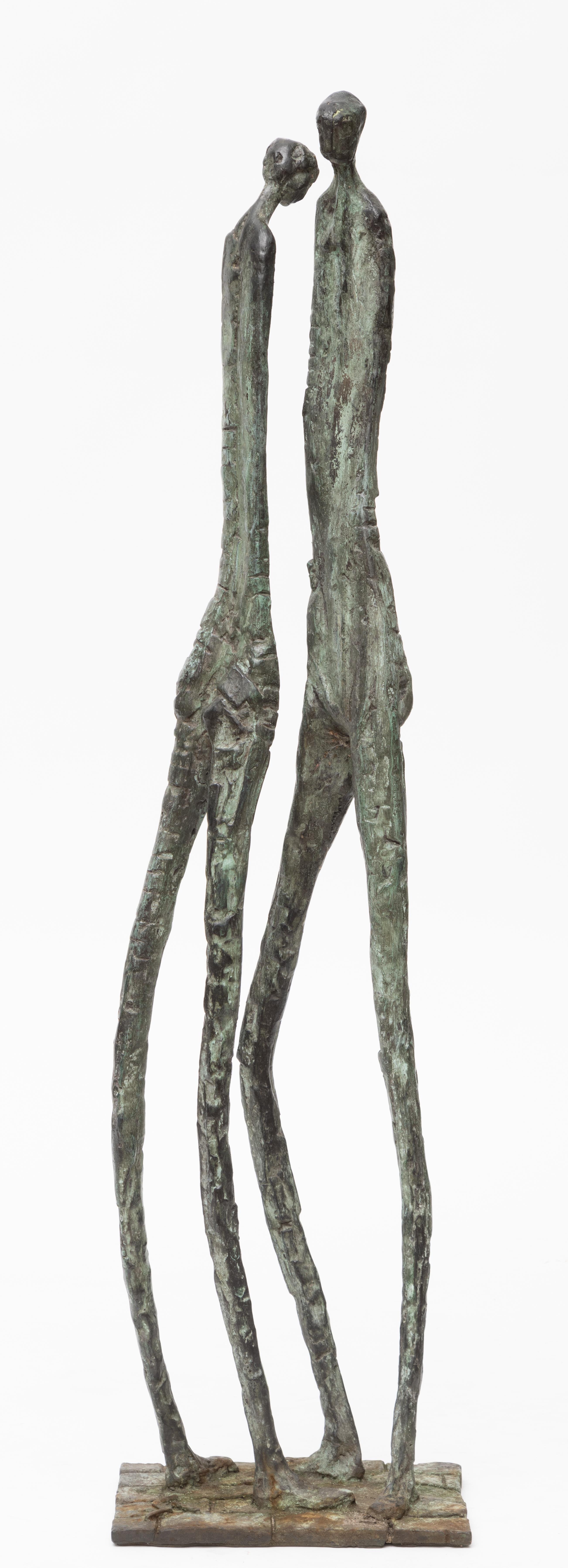 Peter Leyenaar (1923-2023), groen gepatineerd bronzen sculptuur 'twee figuren',