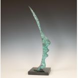 Pépé Grégoire (1950), groen gepatineerd bronzen profiel,