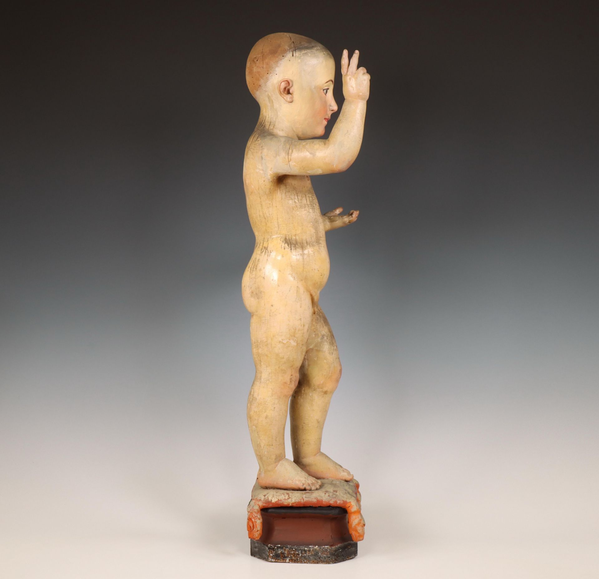 Italië, houten gestoken sculptuur voorstellende het Christuskind, 18e/19e eeuw - Bild 3 aus 4