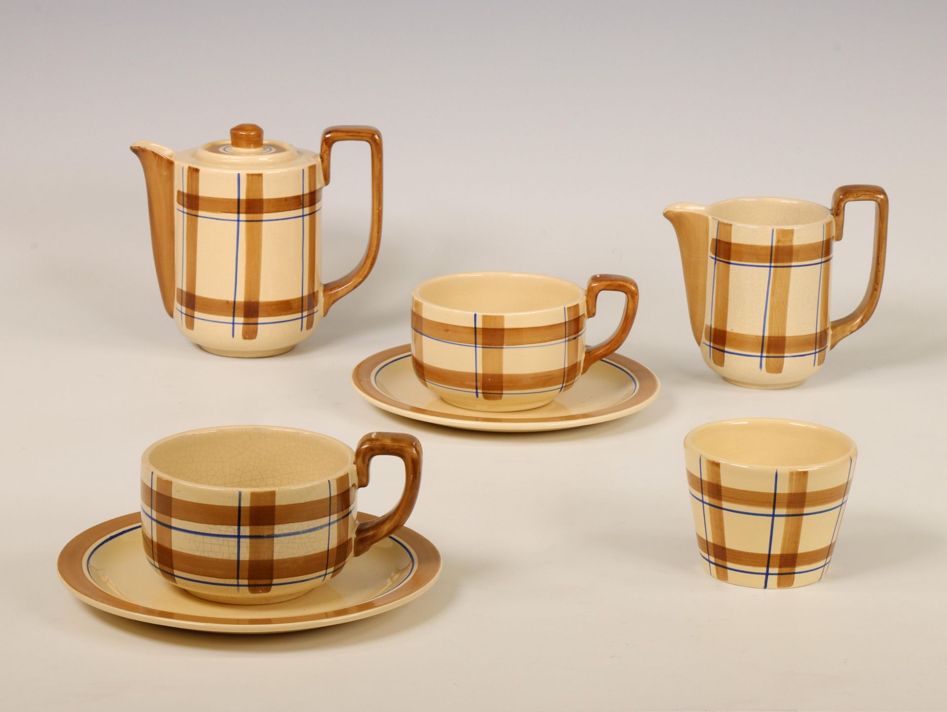 Gio Ponto voor Richard Ginori, twee persoons aardewerk koffie servies, circa 1935