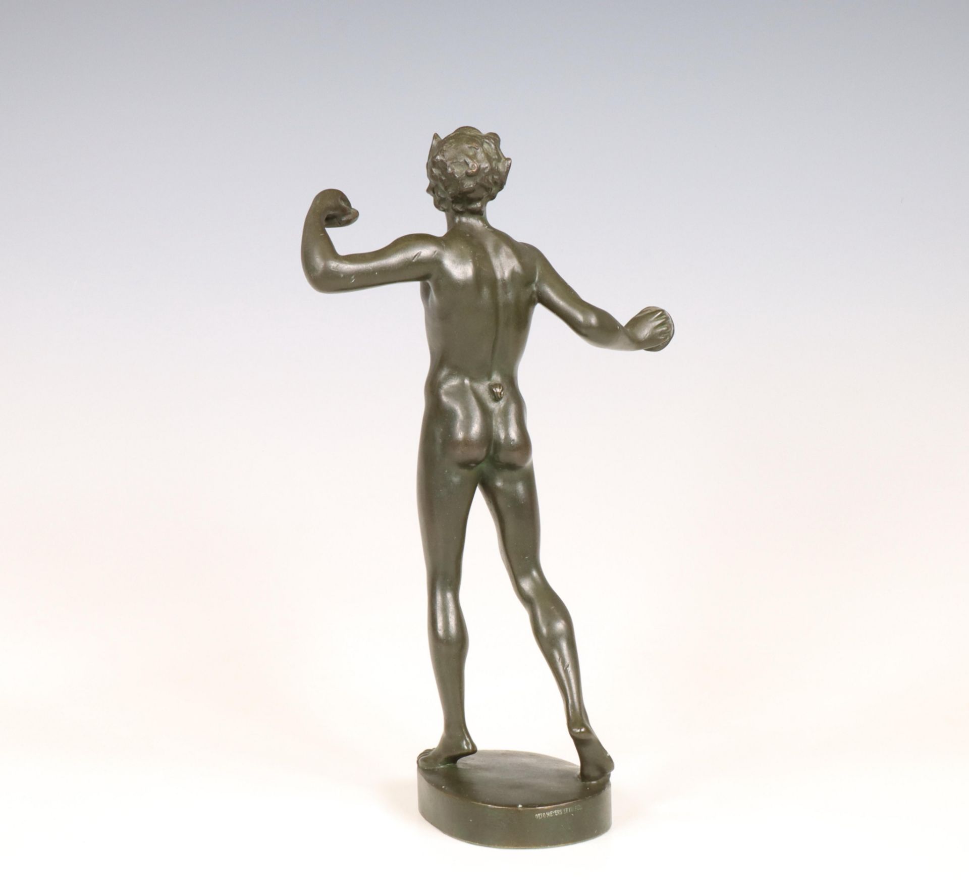 Zweden, groen gepatineerd bronzen sculptuur 'Sater', Art Deco, ca. 1930; - Image 2 of 5