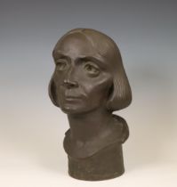 John Rädecker (1885-1956), zwart gepatineerde bronzen portret buste, 1930;