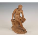 Italië, gezeten Mercurius, Grand Tour, terracotta, circa 1850