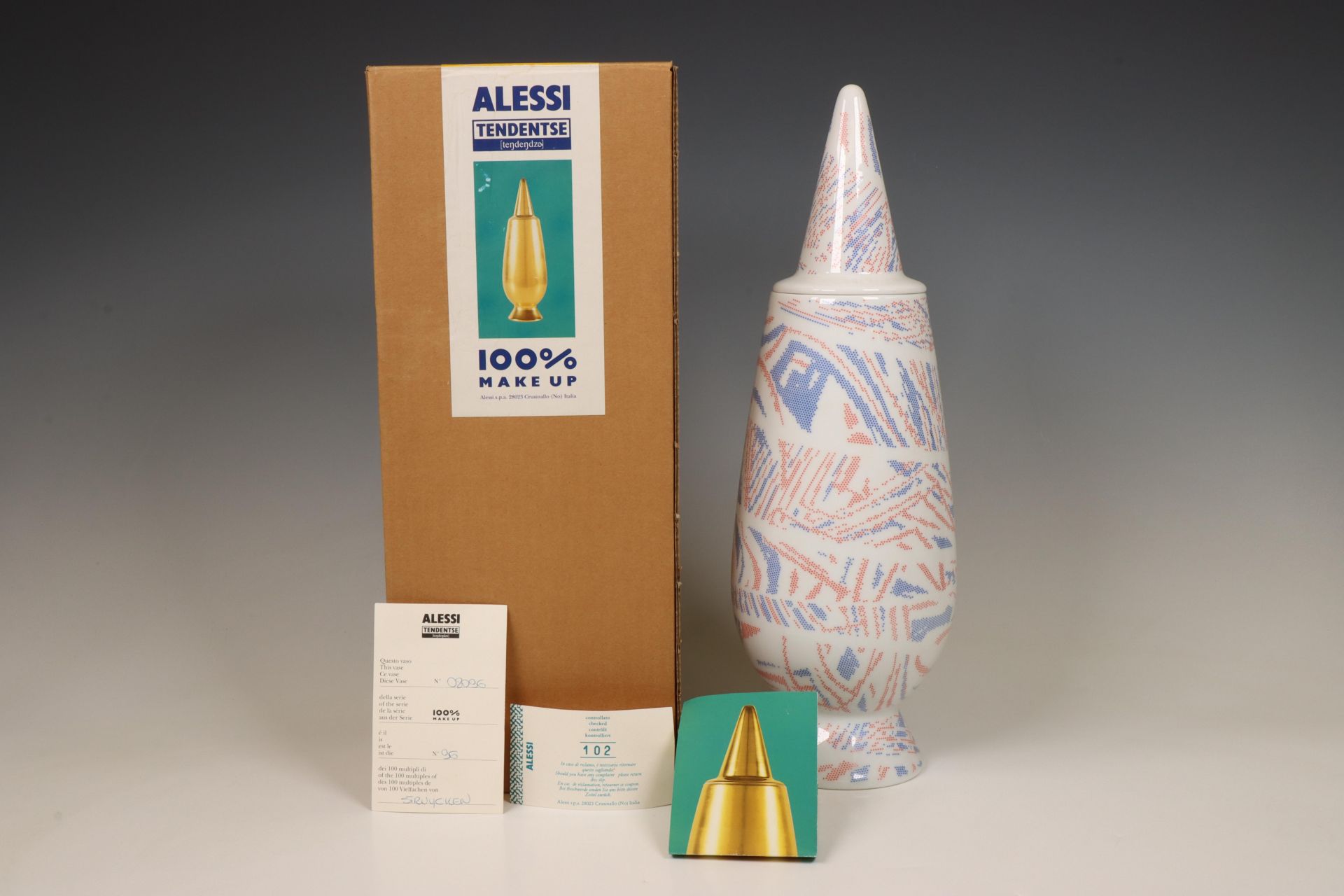 Alleandro Mendini en Peter Struycken, porseleinen 100 % Make Up dekselvaas voor Alessi, 1992; - Bild 3 aus 3