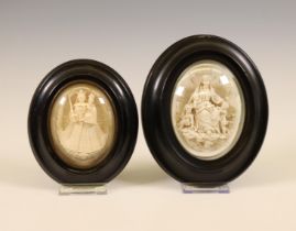 Frankrijk, drie meerschuim plaquettes met religieuze voorstellingen, 19e eeuw