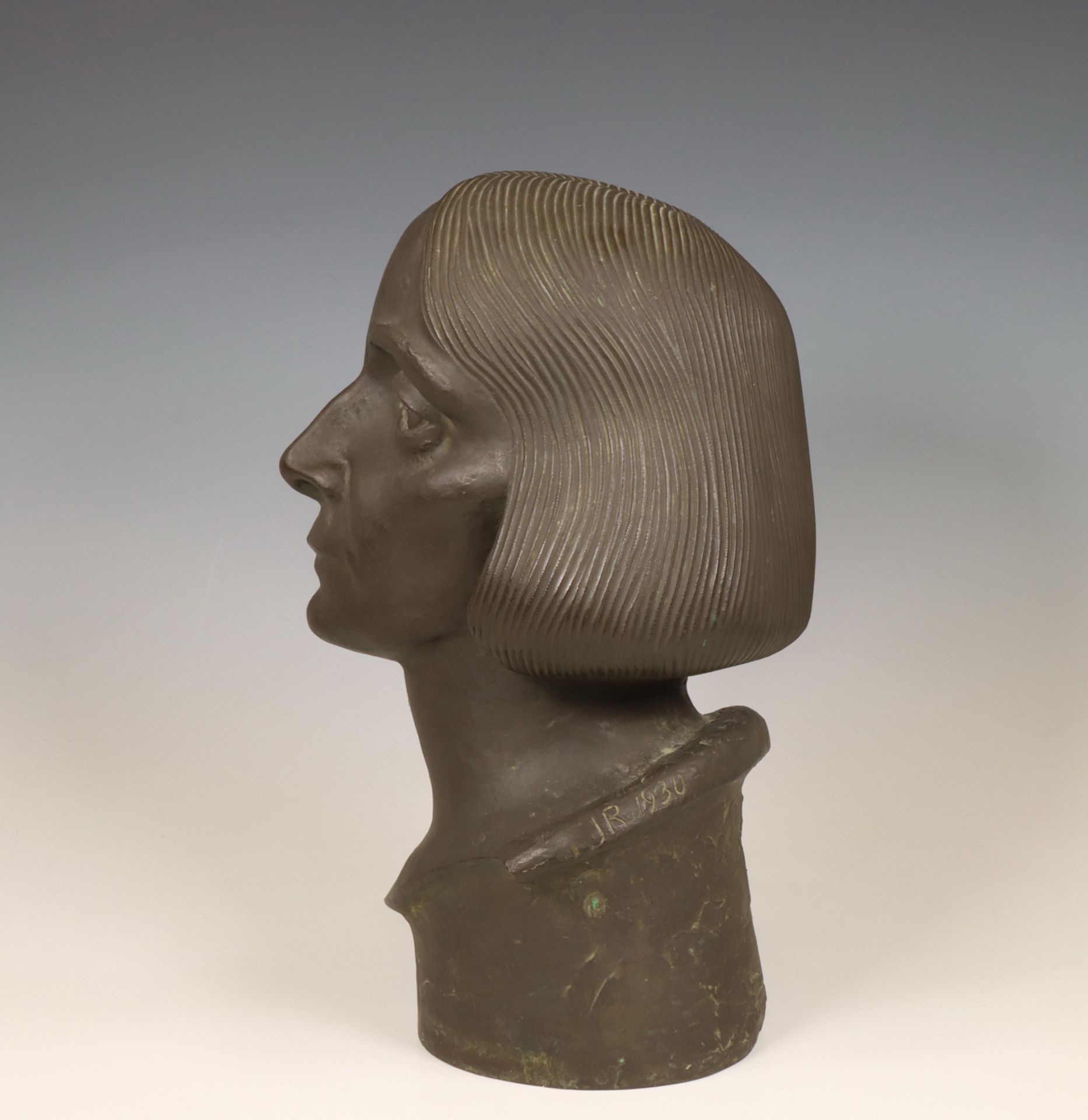 John Rädecker (1885-1956), zwart gepatineerde bronzen portret buste, 1930; - Image 6 of 6