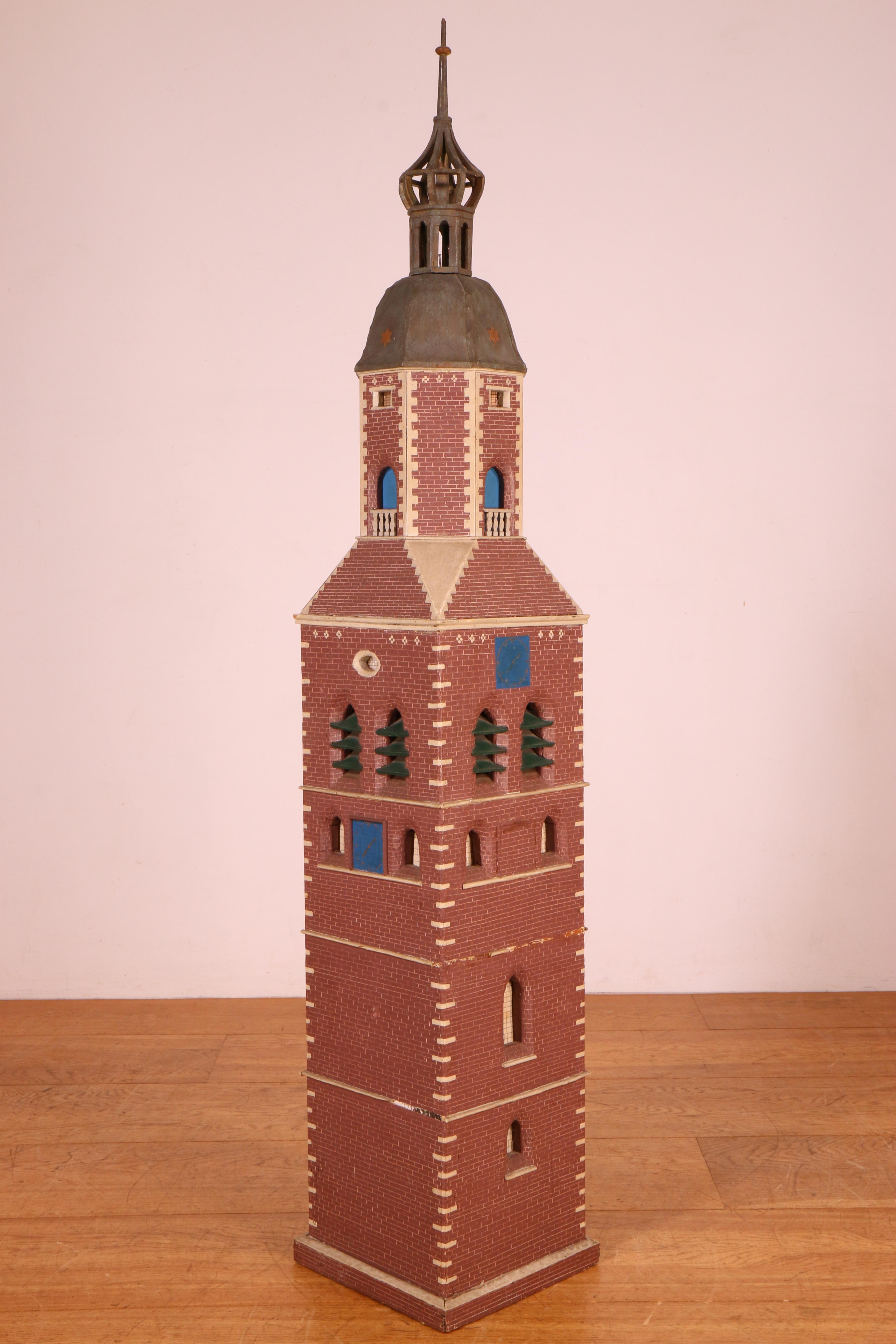 Houten maquette van kerktoren, gedateerd 1955; - Bild 2 aus 3