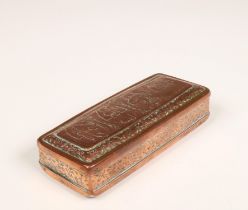 Roodkoperen tabaksdoos, 18e eeuw;
