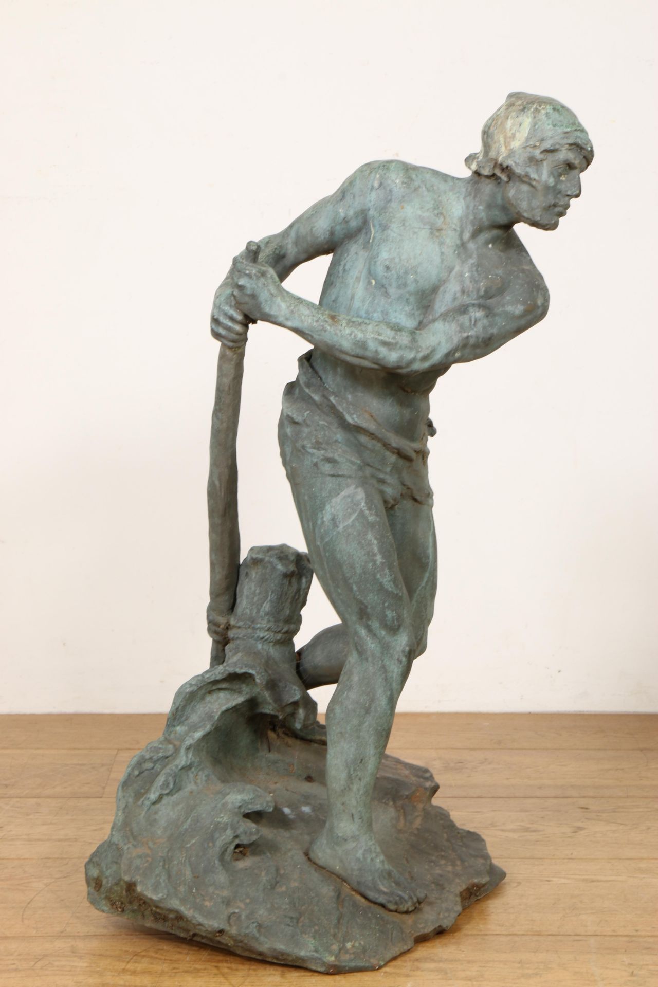 Georges Colin (1876-1917), groen gepatineerd bronzen sculptuur 'La Pagayeur', ca. 1900; - Bild 2 aus 4