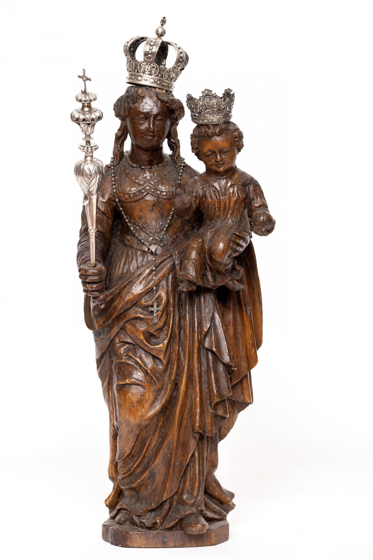 Mechelen, eikenhouten sculptuur van Madonna met kind, ca. 1700;