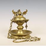 Koperen Joodse sabbat lamp, 18e/19e eeuw.