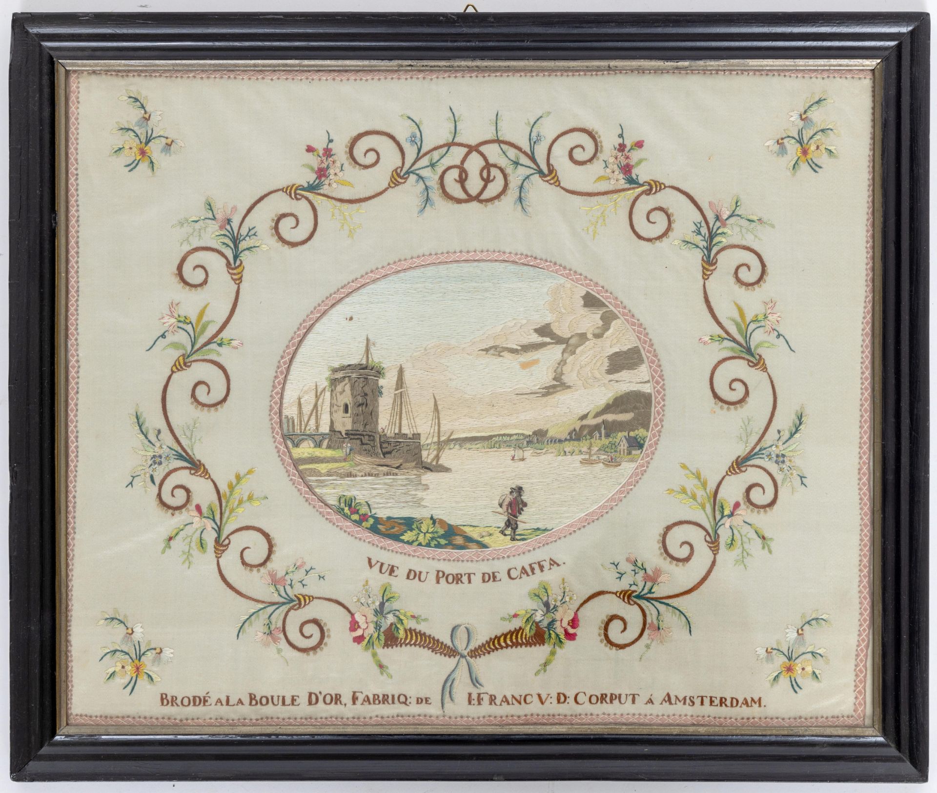 Vijf fraai zijde geborduurde landschapsvoorstellingen, Franc vd Corput, ca. 1800; - Bild 6 aus 6