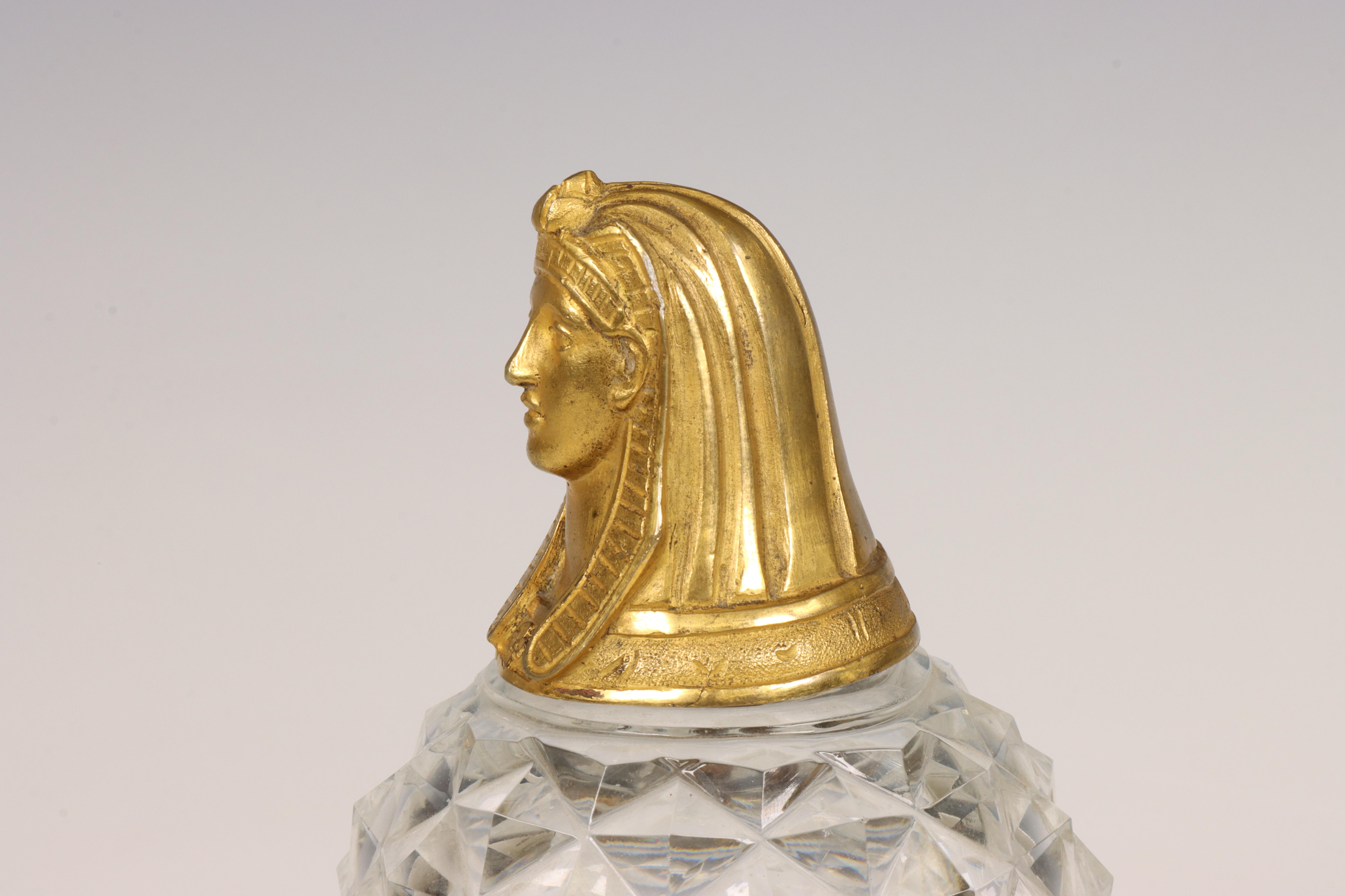 Frankrijk, paar kristalen geslepen flacons, retour d'Egypte, Empire, ca. 1810; - Image 5 of 6