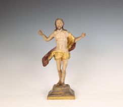 Gestoken houten en polychroom geschilderd sculptuur voorstellende Christus, 18e eeuw;