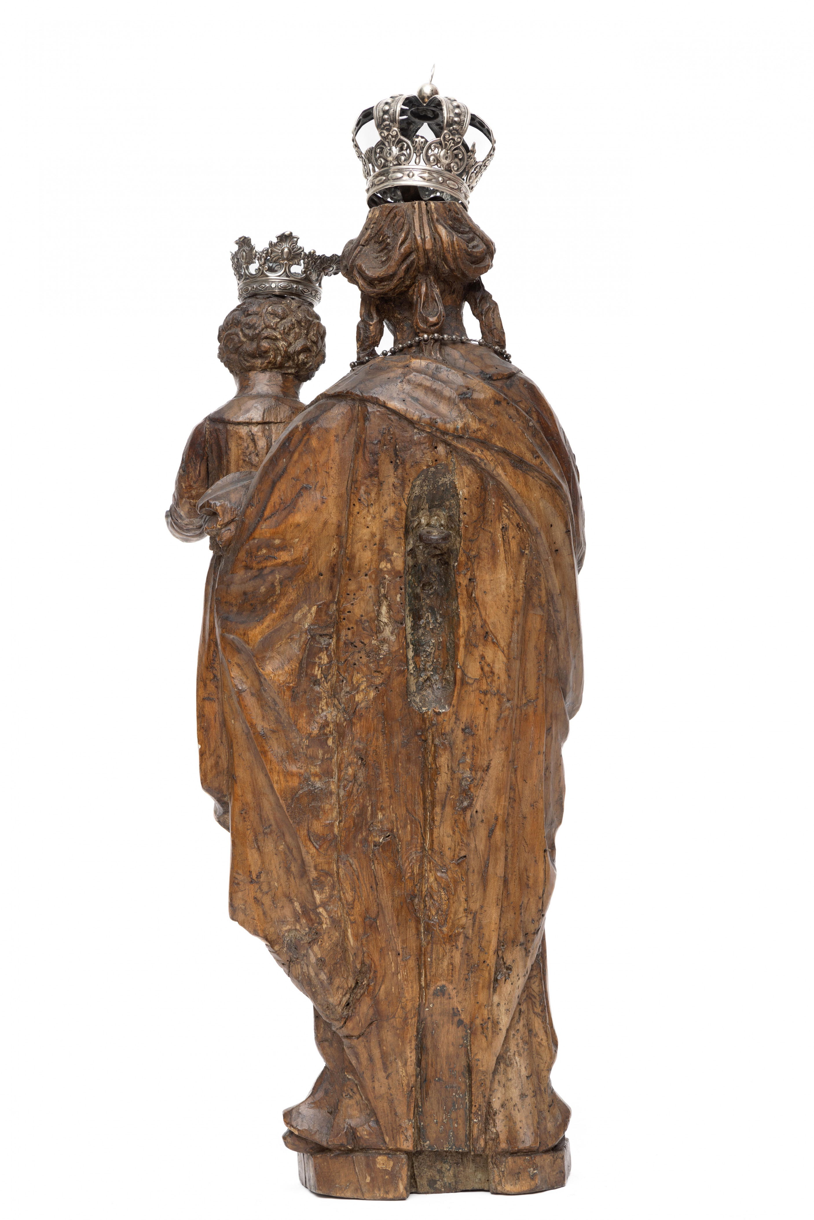 Mechelen, eikenhouten sculptuur van Madonna met kind, ca. 1700; - Image 3 of 4