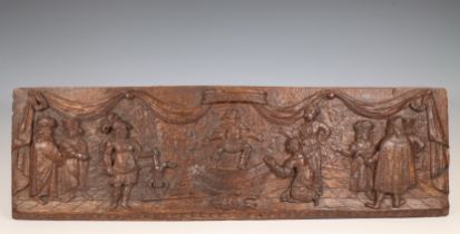 Eikenhouten gestoken meubelpaneel, 17e eeuw;